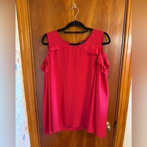 Lane Bryant Vibrant Red Cold Shoulder Top Size 20